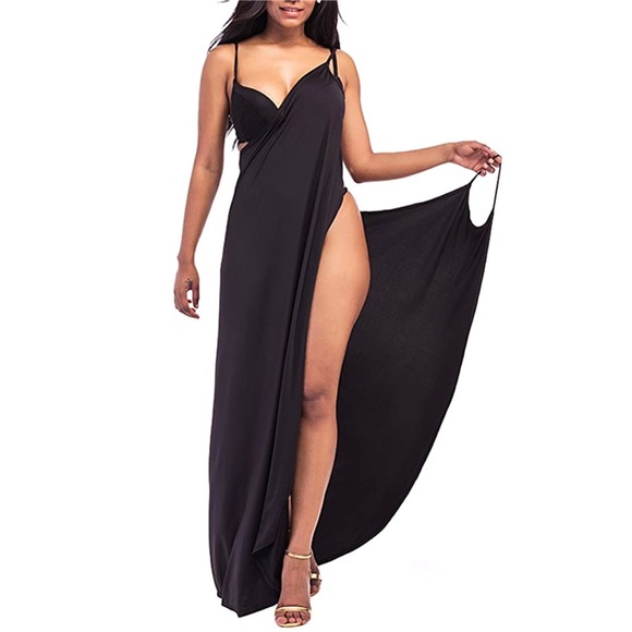 Sexy Black Sling Wrap Beach Dress Coverup - Picture 6 of 16